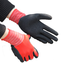 NMSAFETY EN388: 2016 2131X roter Polyester-Liner beschichtete schwarze Latexhandschuhe